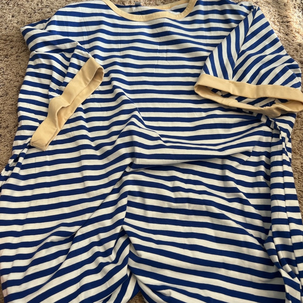 Striped Blue and Butter Yellow shirt
